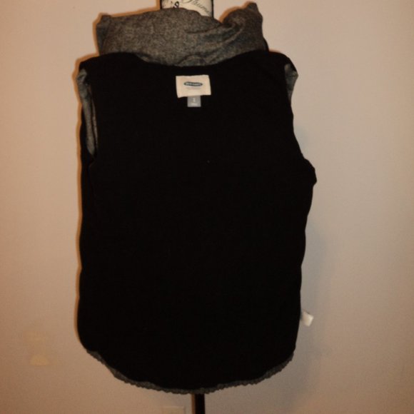 Old Navy Women's S/P Vest Gray Tweed Zipper Front Stand Up Collar Fleece Lined - Picture 12 of 13